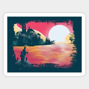 Sunset and fishing view landscape Magnet